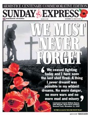 Daily Express Sunday () Newspaper Front Page for 11 November 2018