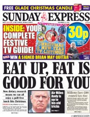 Daily Express Sunday () Newspaper Front Page for 11 December 2016