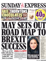 Daily Express Sunday () Newspaper Front Page for 11 February 2018