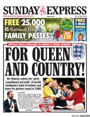 Daily Express Sunday () Newspaper Front Page for 11 July 2021