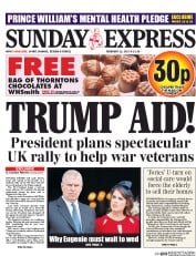 Daily Express Sunday () Newspaper Front Page for 12 February 2017