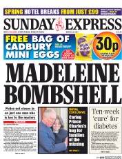 Daily Express Sunday () Newspaper Front Page for 12 March 2017