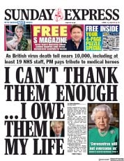 Daily Express Sunday () Newspaper Front Page for 12 April 2020