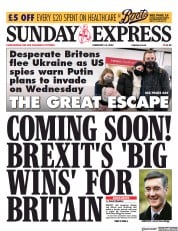 Daily Express Sunday () Newspaper Front Page for 13 February 2022