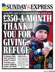 Daily Express Sunday () Newspaper Front Page for 13 March 2022
