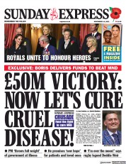 Daily Express Sunday () Newspaper Front Page for 14 November 2021