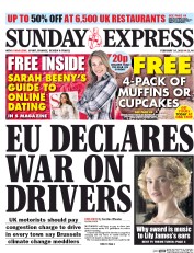Daily Express Sunday () Newspaper Front Page for 14 February 2016