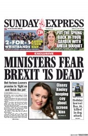 Daily Express Sunday () Newspaper Front Page for 14 April 2019
