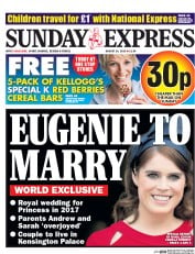 Daily Express Sunday () Newspaper Front Page for 14 August 2016
