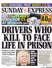 Daily Express Sunday () Newspaper Front Page for 15 October 2017