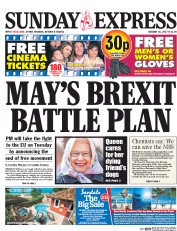 Daily Express Sunday () Newspaper Front Page for 15 January 2017