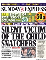 Daily Express Sunday () Newspaper Front Page for 16 July 2017