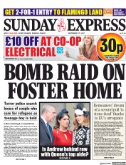 Daily Express Sunday () Newspaper Front Page for 17 September 2017