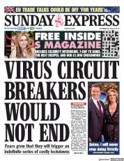 Daily Express Sunday () Newspaper Front Page for 18 October 2020