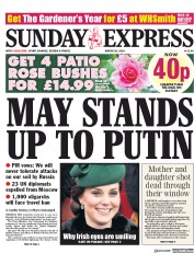 Daily Express Sunday () Newspaper Front Page for 18 March 2018