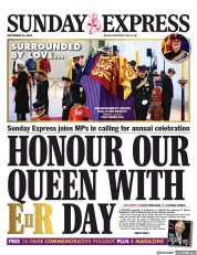 Daily Express Sunday () Newspaper Front Page for 18 September 2022