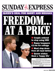 Daily Express Sunday () Newspaper Front Page for 19 January 2020