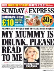 Daily Express Sunday () Newspaper Front Page for 19 February 2017
