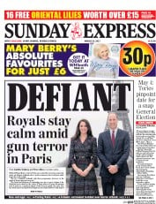 Daily Express Sunday () Newspaper Front Page for 19 March 2017