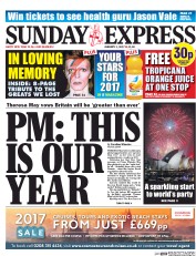 Daily Express Sunday () Newspaper Front Page for 1 January 2017