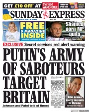 Daily Express Sunday () Newspaper Front Page for 1 May 2022