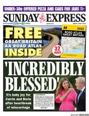 Daily Express Sunday () Newspaper Front Page for 1 August 2021
