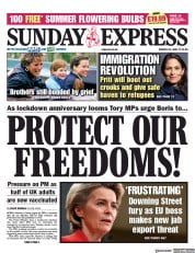 Daily Express Sunday () Newspaper Front Page for 21 March 2021
