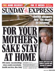 Daily Express Sunday () Newspaper Front Page for 22 March 2020