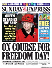 Daily Express Sunday () Newspaper Front Page for 23 May 2021