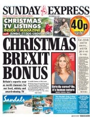 Daily Express Sunday () Newspaper Front Page for 24 December 2017