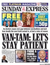 Daily Express Sunday () Newspaper Front Page for 24 January 2021