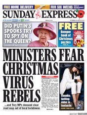 Daily Express Sunday () Newspaper Front Page for 25 October 2020