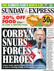 Daily Express Sunday () Newspaper Front Page for 25 June 2017