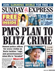 Daily Express Sunday () Newspaper Front Page for 25 July 2021