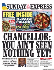 Daily Express Sunday () Newspaper Front Page for 25 September 2022