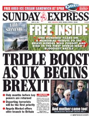Daily Express Sunday () Newspaper Front Page for 26 June 2016