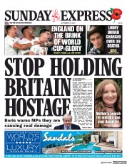 Daily Express Sunday () Newspaper Front Page for 27 October 2019