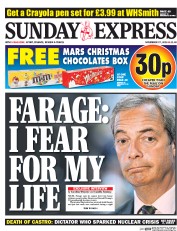 Daily Express Sunday () Newspaper Front Page for 27 November 2016
