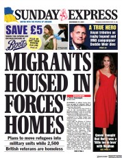 Daily Express Sunday () Newspaper Front Page for 27 November 2022