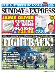 Daily Express Sunday () Newspaper Front Page for 27 March 2016