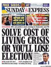 Daily Express Sunday () Newspaper Front Page for 27 March 2022