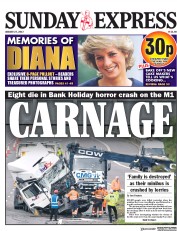 Daily Express Sunday () Newspaper Front Page for 27 August 2017