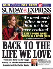 Daily Express Sunday () Newspaper Front Page for 28 March 2021