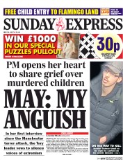 Daily Express Sunday () Newspaper Front Page for 28 May 2017