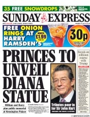 Daily Express Sunday () Newspaper Front Page for 29 January 2017