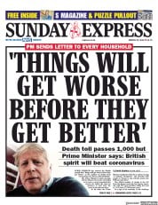 Daily Express Sunday () Newspaper Front Page for 29 March 2020