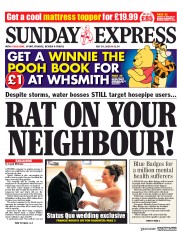 Daily Express Sunday () Newspaper Front Page for 29 July 2018