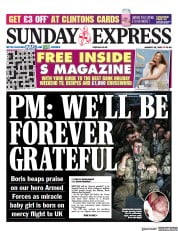 Daily Express Sunday () Newspaper Front Page for 29 August 2021