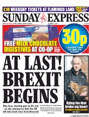 Daily Express Sunday () Newspaper Front Page for 2 October 2016