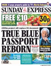 Daily Express Sunday () Newspaper Front Page for 2 April 2017